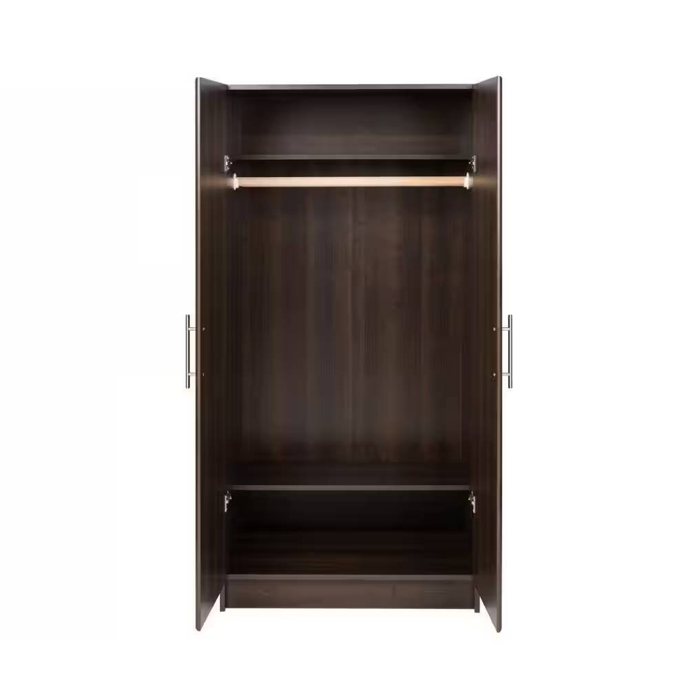 Back. Hivvago - Bedroom Armoire Wardrobe Cabinet Closet with Hanging Rail in Brown Wood Finish - Espresso.