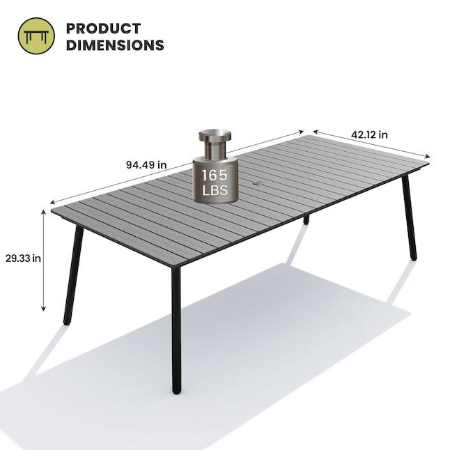 PRODUCT DIMENSIONS

42.12 in  
94.49 in  
165 LBS  
29.33 in