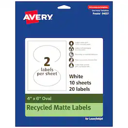 Avery - EcoFriendly Oval Labels, 4" x 6", 20ct - White