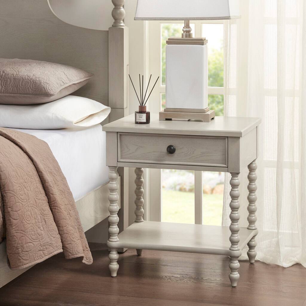 Angle. Spaco - Spaco Solid Wood Nightstand, Turned Legs, Metal Draws, Tool-Free Assembly, Metal Drawer Glides for Bedroom - Natural.