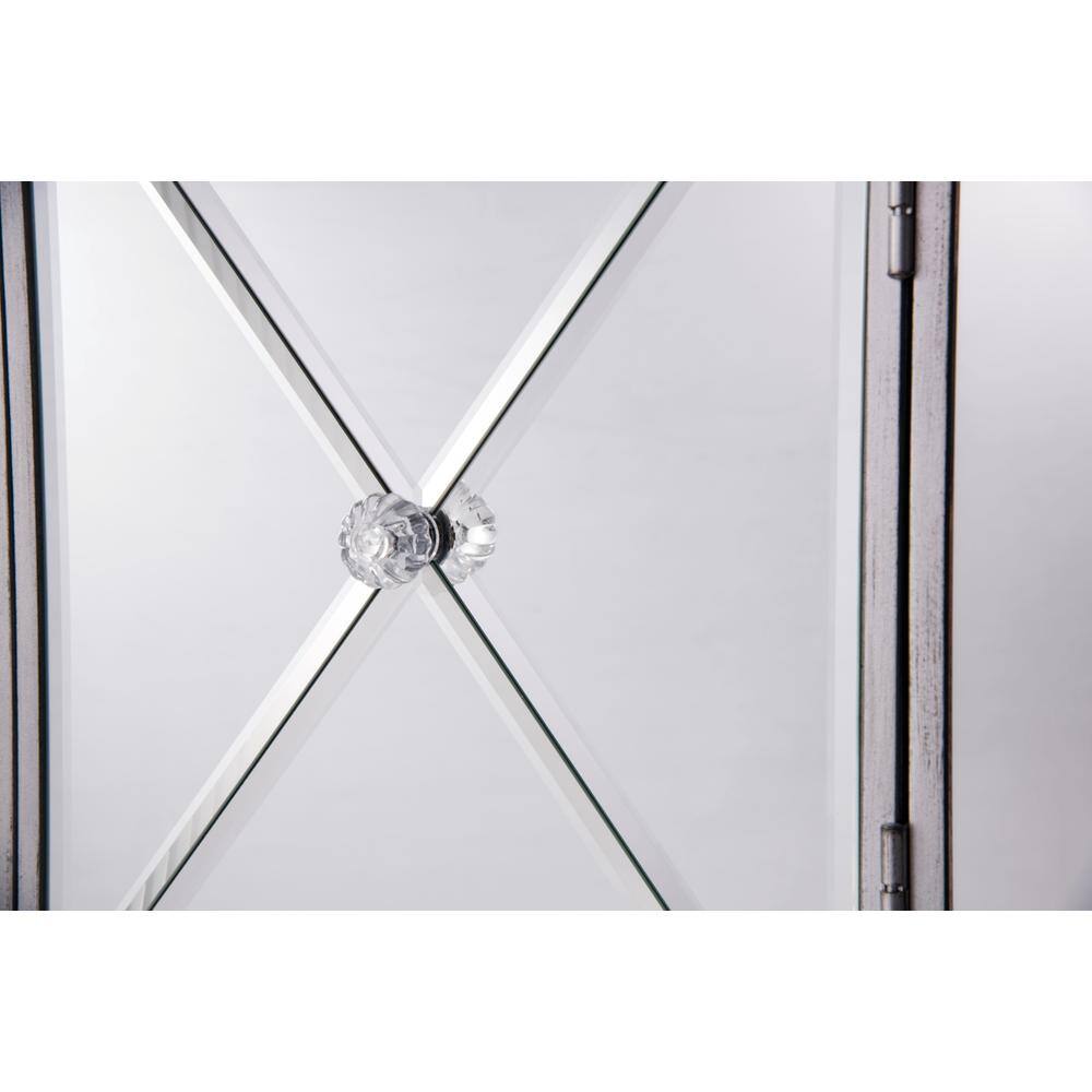 Back. Elegant Decor - 1 Drawer 2 Doors Cabinet 28 in. x 13-1/4 in. x 28-1/4 in. in silver paint - Silver.
