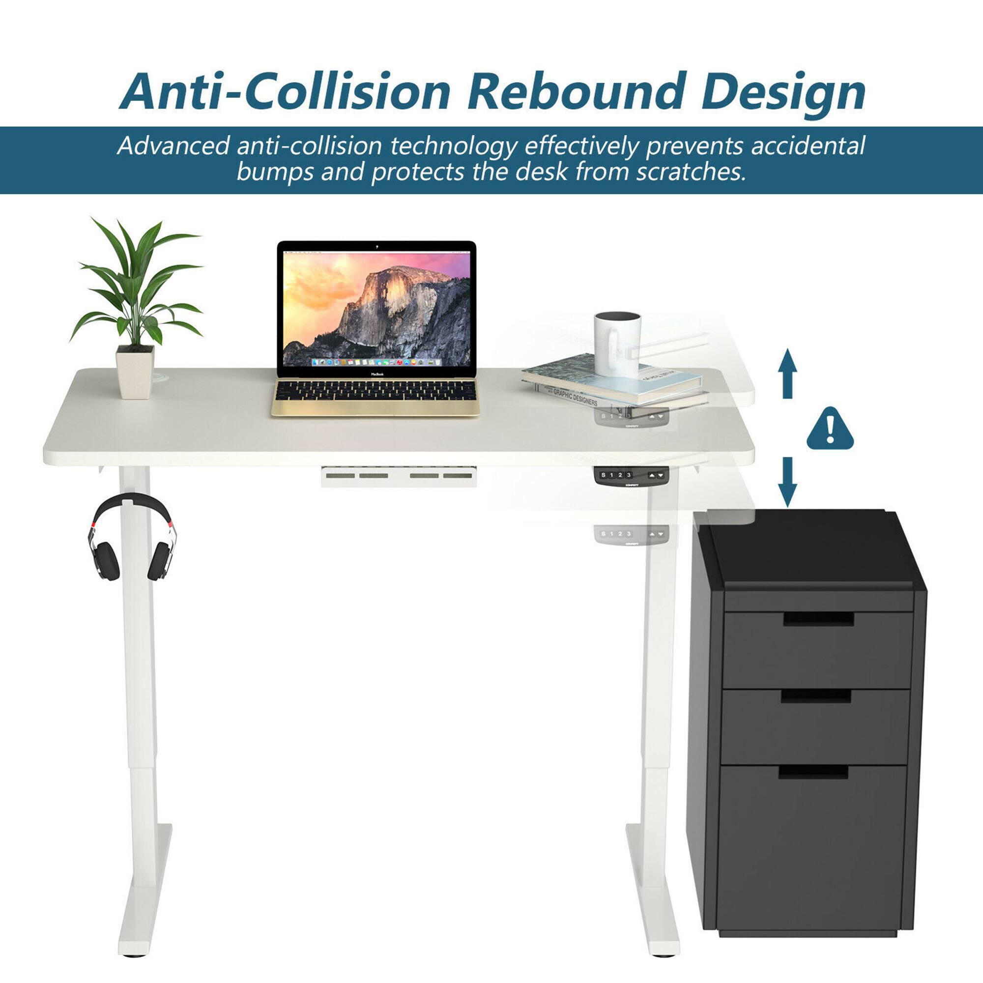 Anti-Collision Rebound Design  
Advanced anti-collision technology effectively prevents accidental bumps and protects the desk from scratches.