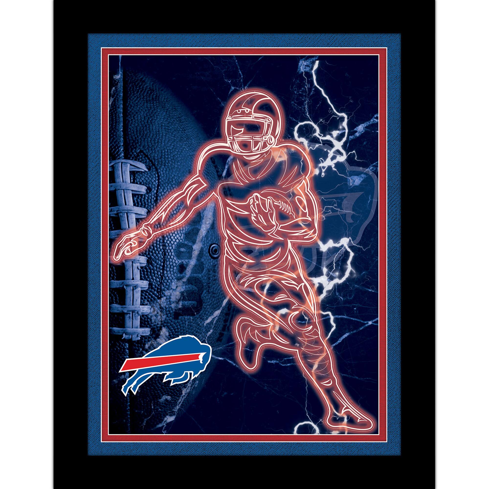Black Buffalo Bills 12'' x 16'' Framed Neon Player Print