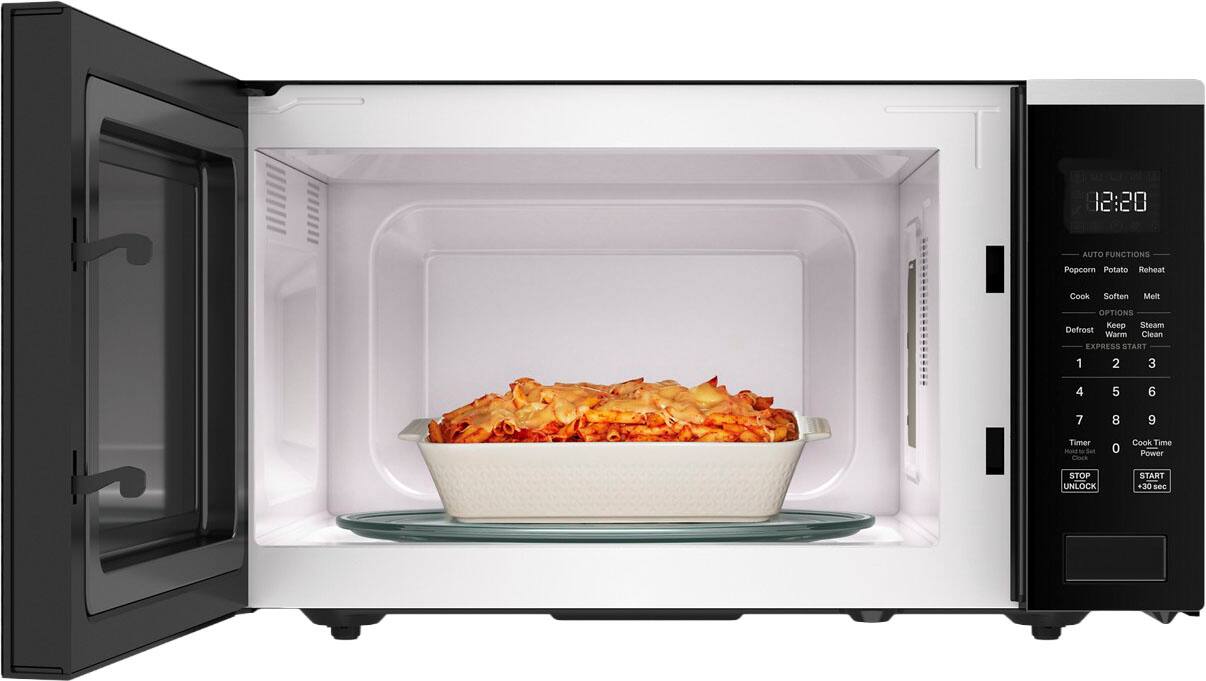 12:20 AUTO FUNCTIONS  
Popcorn Potato Reheat Cook Soften Meat  
OPTIONS  
Keep Steam Defrost Warm Clean  
EXPRESS START  
1 2 3 4 5 6 7 8 9  
Timer Hold to Set Clock  
0 Cook Time Power  
STOP UNLOCK START +30 sec