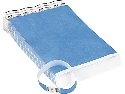 Front. Advantus - Sequentially Numbered Crowd Control Wristbands, 500/Pack - Blue.