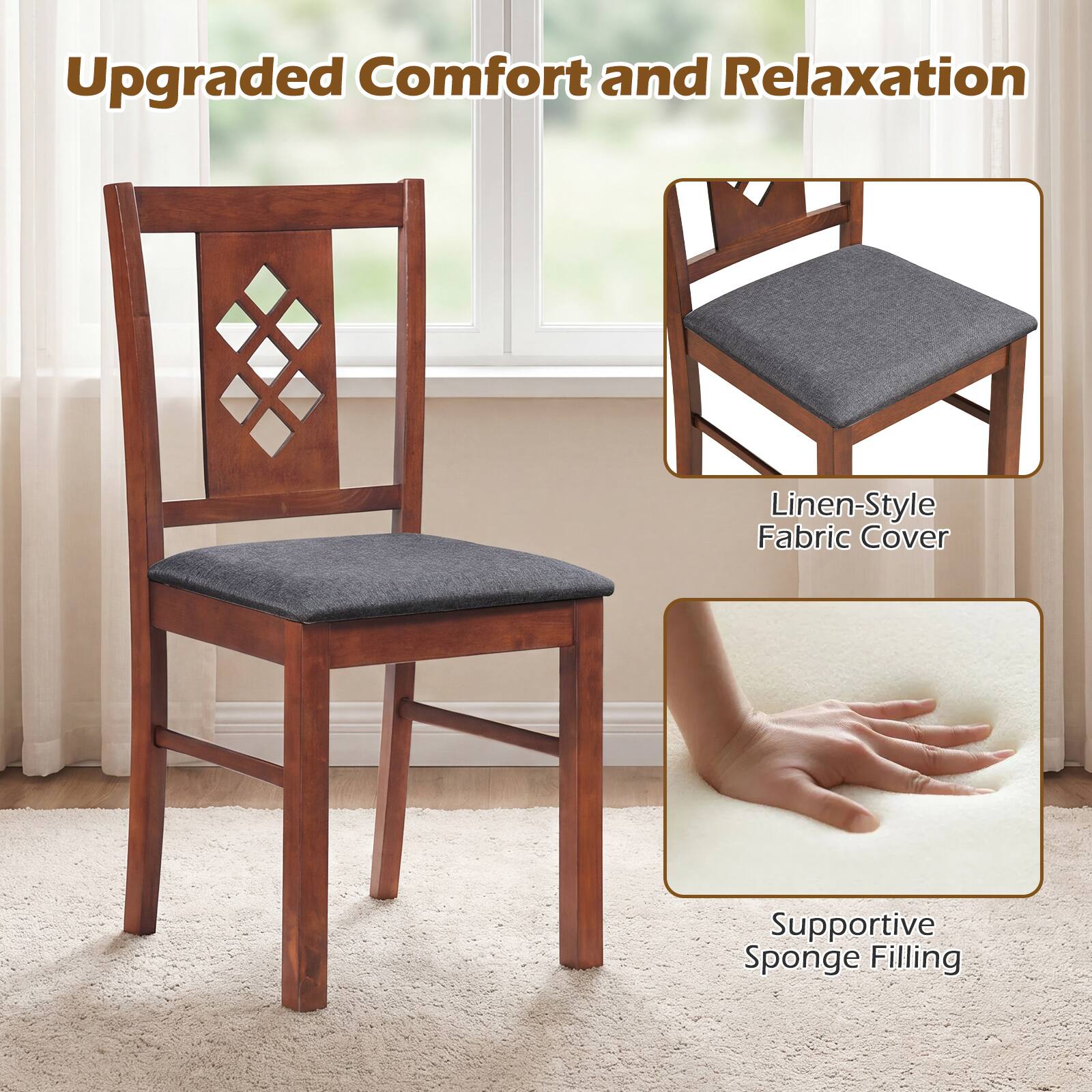 Upgraded Comfort and Relaxation  
Linen-Style Fabric Cover  
Supportive Sponge Filling