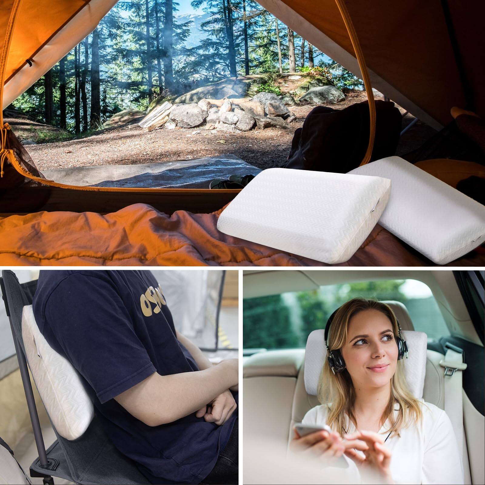 Alt View 2. Fabibe - Travel Pillow Memory Foam Compressible Camping With Washable Cover Supportive For Sleeping Ideal Adults Hiking Airpla... - White Small.