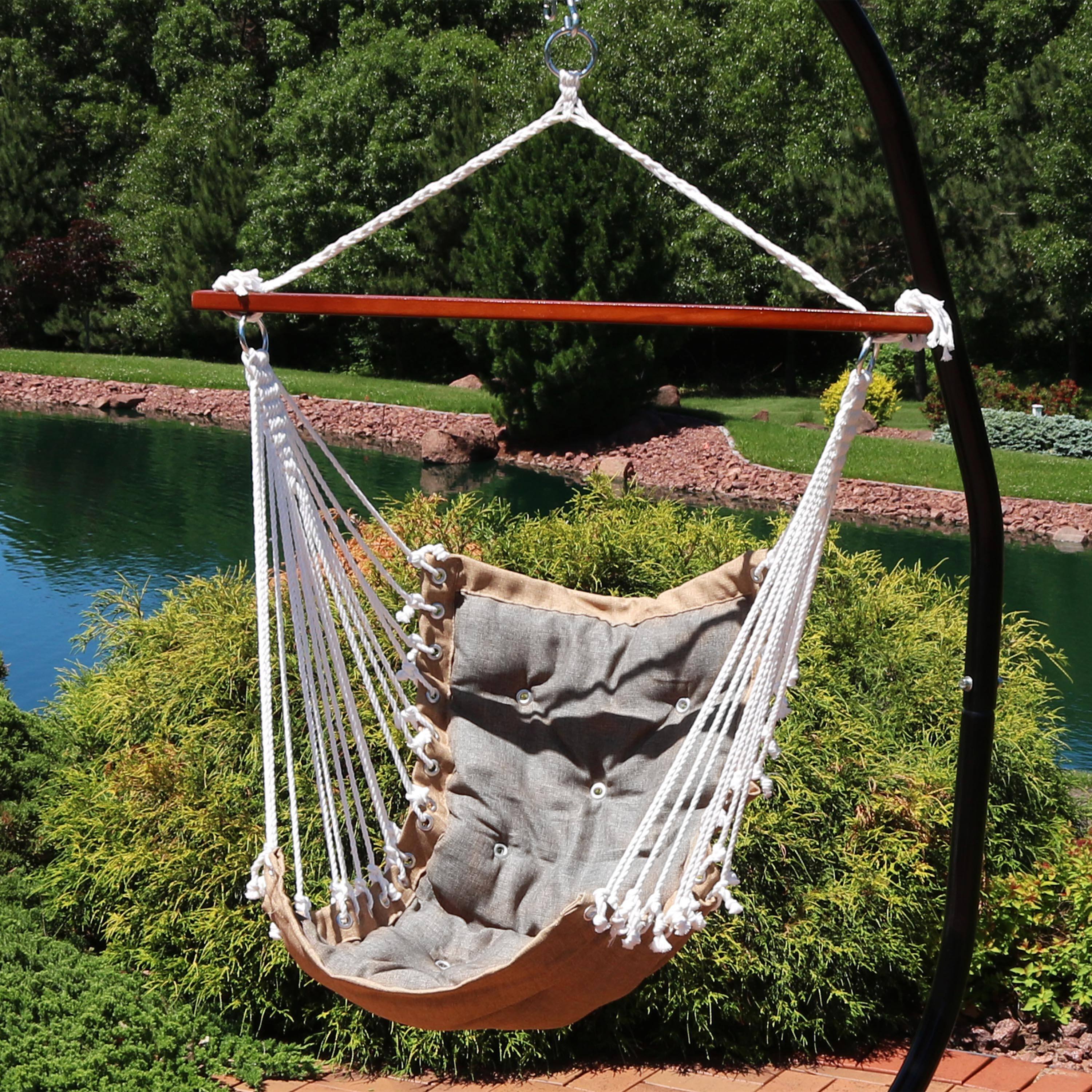 Alt View 1. Sunnydaze - Polyester Fabric Victorian Hammock Chair with Cushion - Gray.