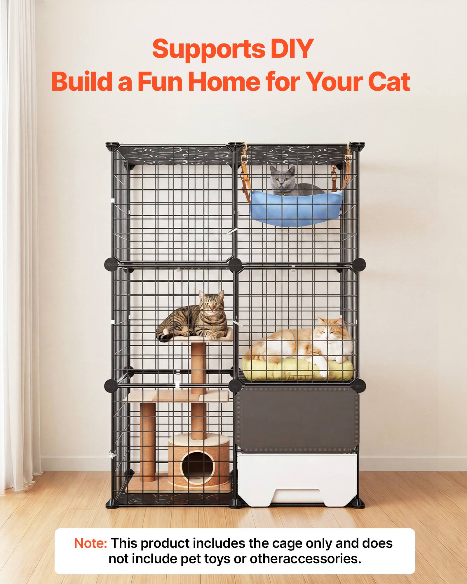 Supports DIY Build a Fun Home for Your Cat

Note: This product includes the cage only and does not include pet toys or other accessories.