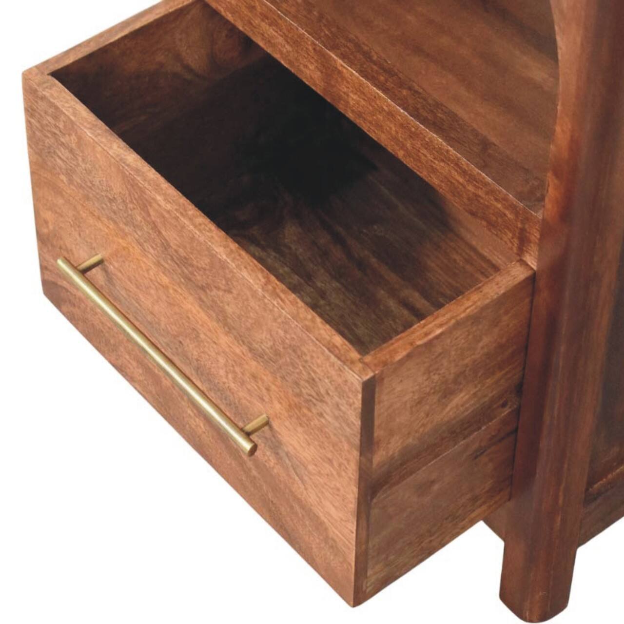 Alt View 2. Artisan Furniture - Artisan Furniture Solid Wood Arc-Line Bedside Table, 1 Drawer, Brown - Brown.