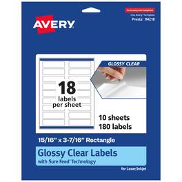 Avery - Glossy Rectangle Labels, 15/16" x 3-7/16", 180 Labels - Clear