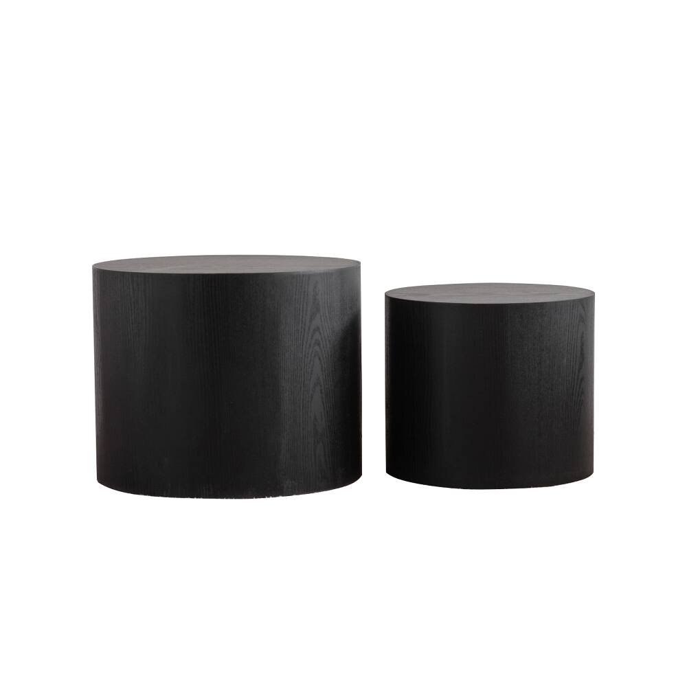 Alt View 4. Loheer - Loheer Nesting Coffee Table Set of 2 Round Wooden Modern Circle Accent End Side Table for Small Space Living Room - Natural.