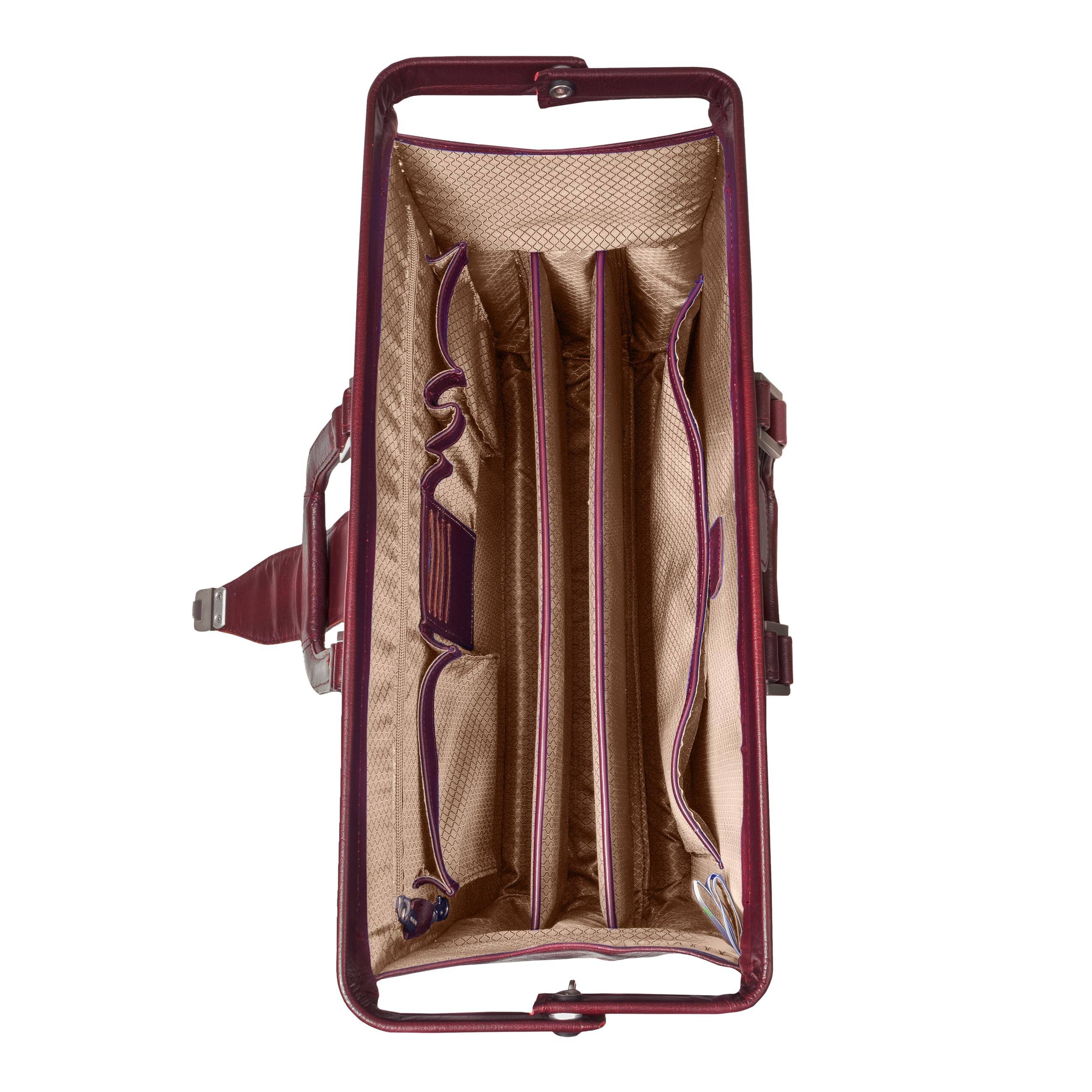 Alt View 6. McKleinUSA - 17" Laptop Briefcase Top-Grain Cowhide Leather, Padded 3-Section Organizer, 3-Digit Combination Lock, Neoprene Strap - Burgundy.