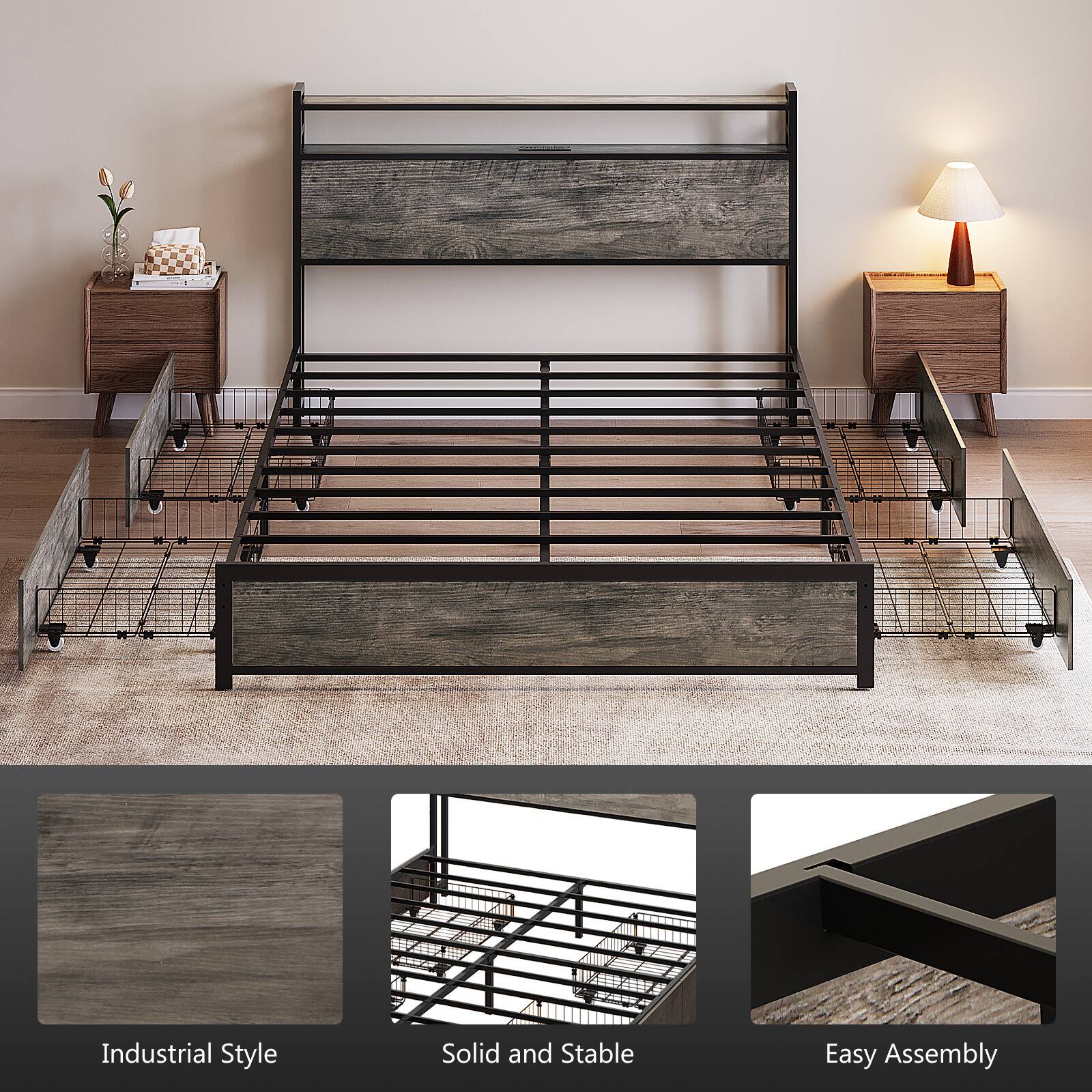 Industrial Style  
Solid and Stable  
Easy Assembly