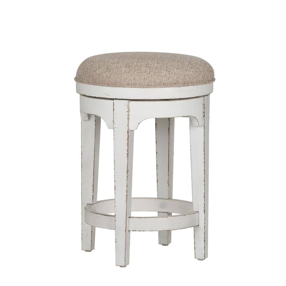Back. Liberty Furniture Industries - Magnolia Manor Console Swivel Stool in Antique White - White.