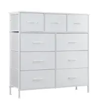 Bestier - 9 Drawer 39.37 in.W Fabric Storage Tower Dresser Wooden Top for Kid Room, Closet, Entryway, Nursery - White - Front_Zoom