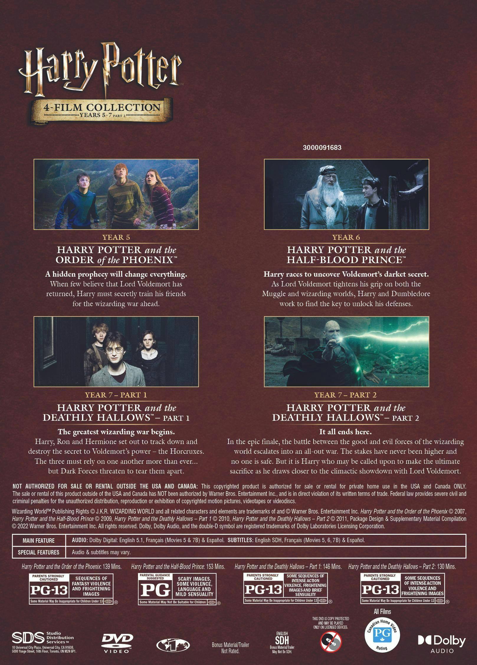 Back. Harry Potter 4-Film Collection: Years 5-7 [DVD].