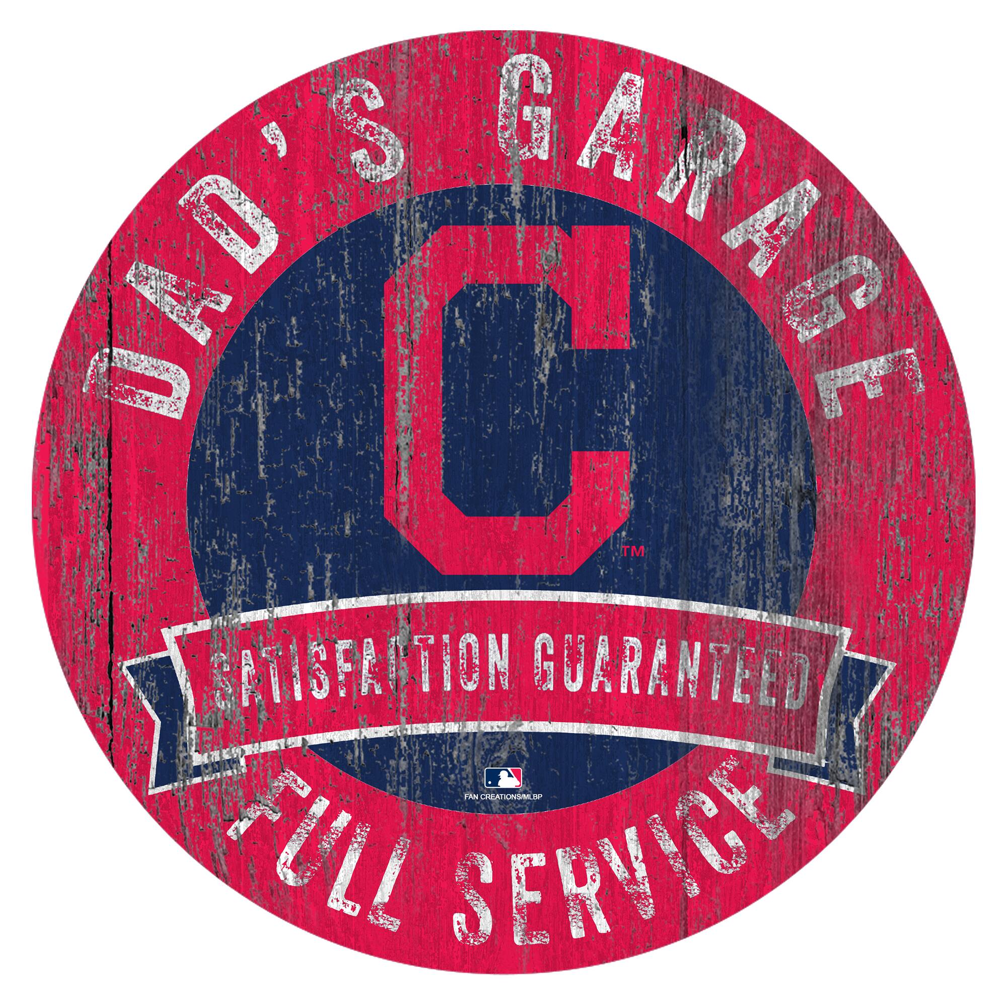 Cleveland Indians 12" x 12" Dad's Garage Sign