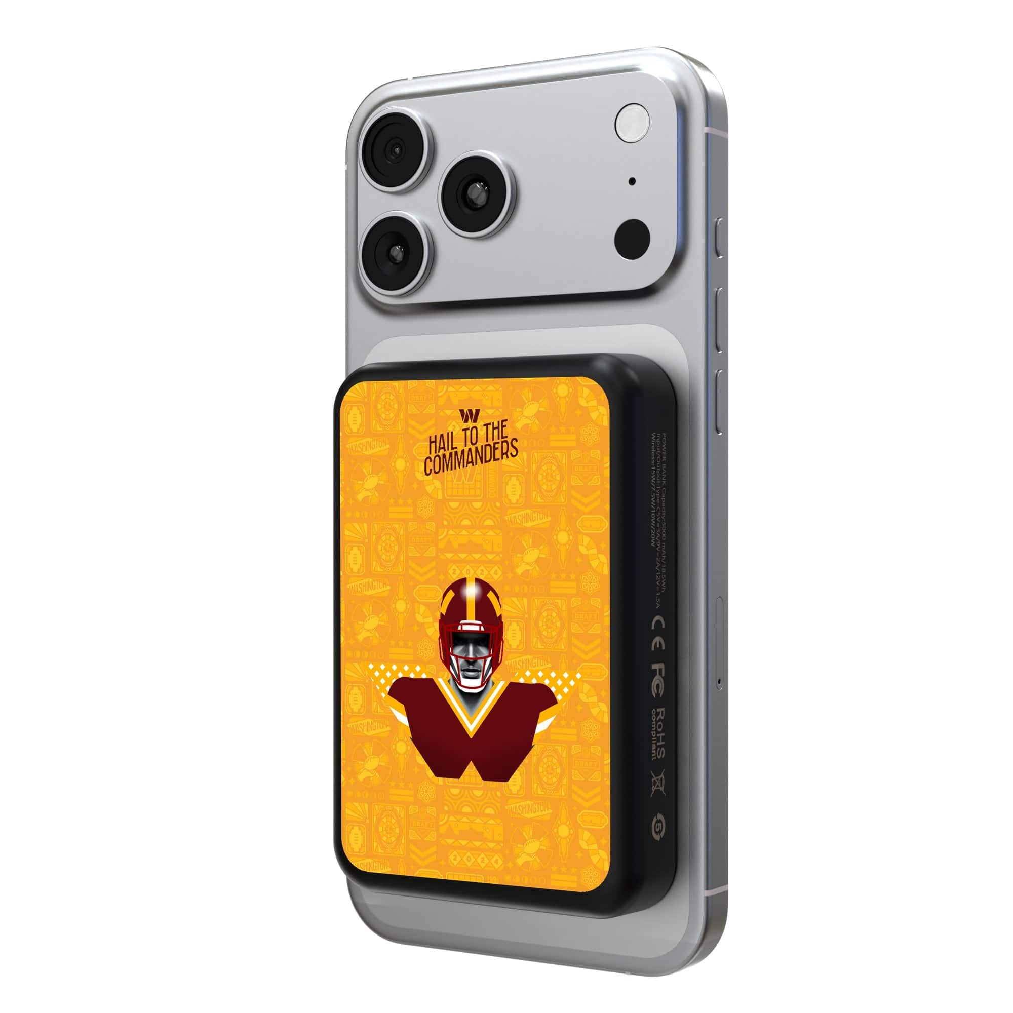 Keyscaper - Washington Commanders 5000mAh Wireless Magnetic Power Bank - Black