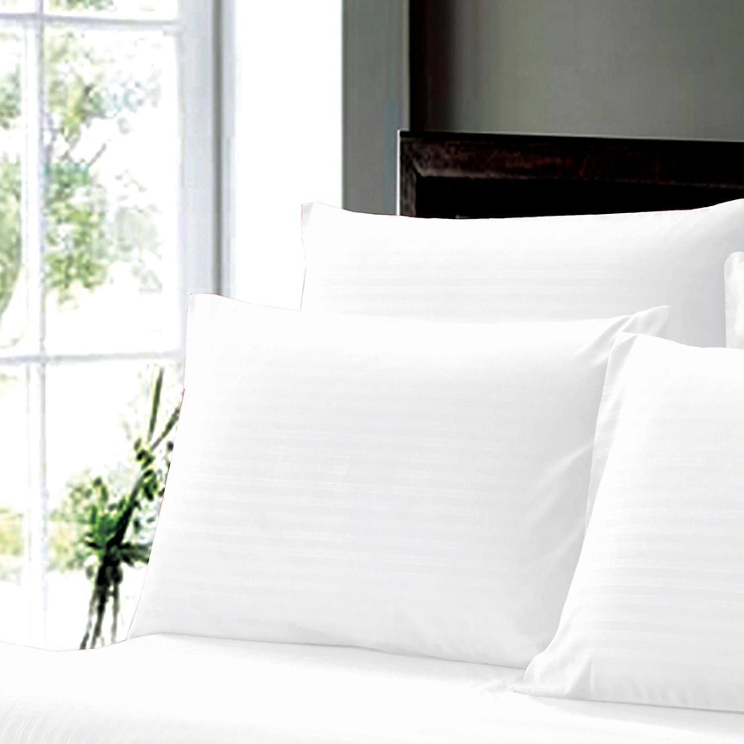 Alt View 2. Plazatex - Plazatex Dobby Stripe Luxurious Ultra Soft Moisture Wicking Solid Color 6 Pieces Sheet Set King White - White.