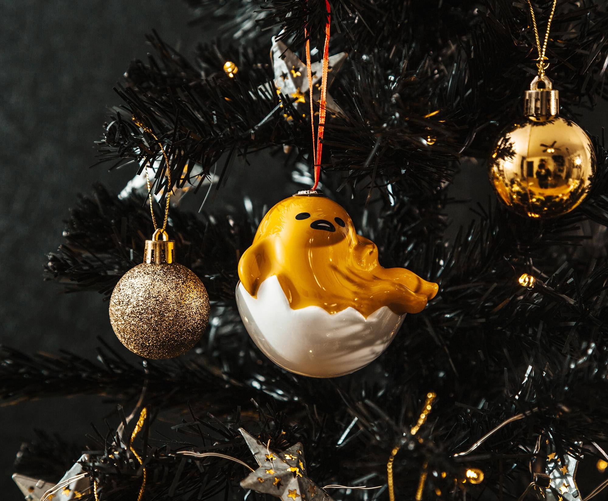 Alt View 5. Surreal Entertainment - Sanrio Gudetama 4-Inch Shatterproof Decoupage Ornament - Yellow.