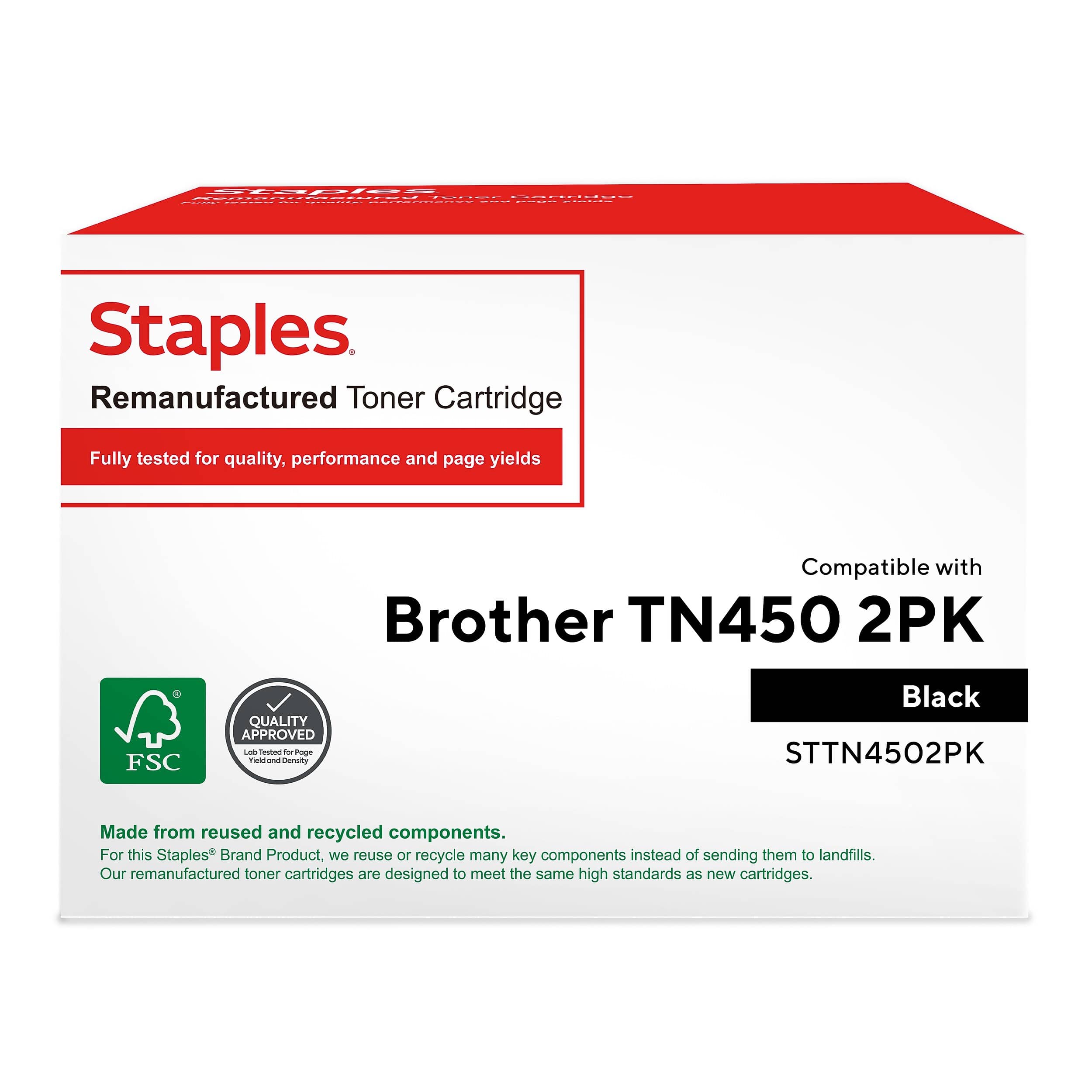 Staples - Remanufactured TN450 Toner Cartridges High Yield Replacement for Brother TN450 (2-Pack) - Black price history on PriceWatchPro