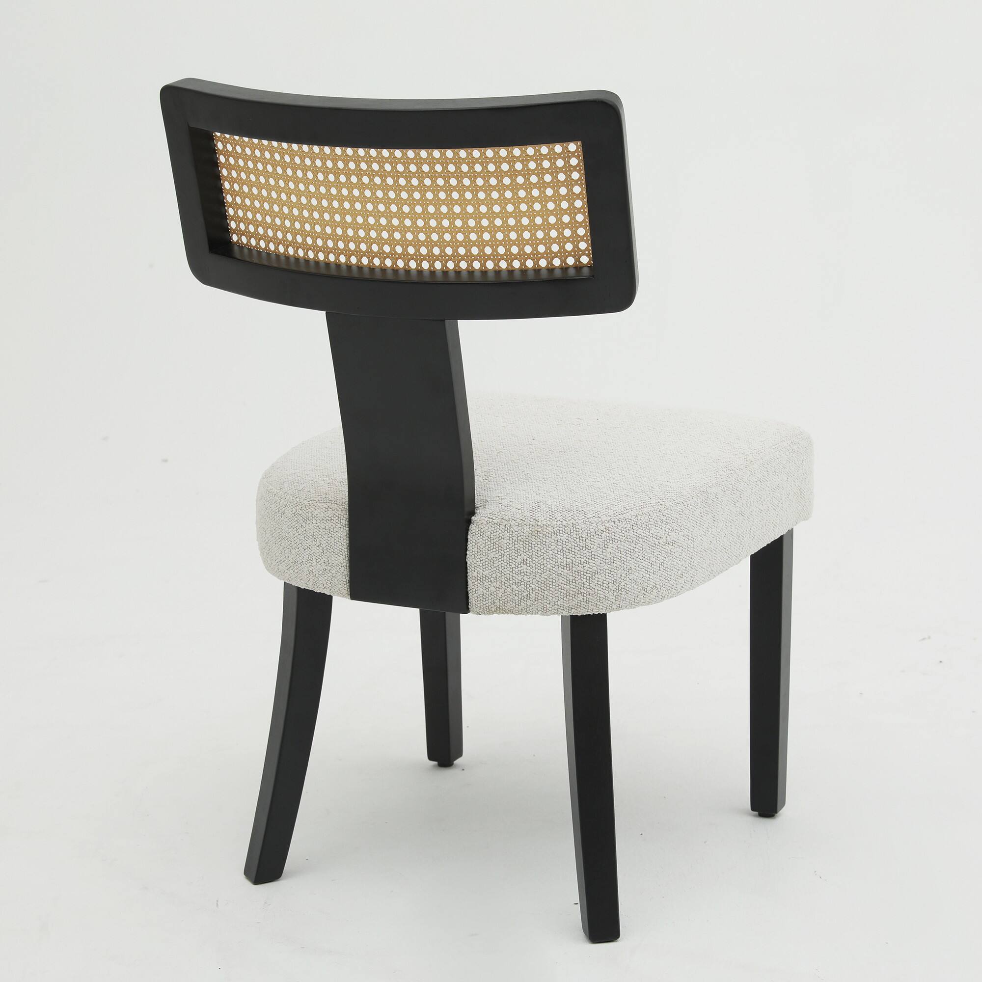 Alt View 4. PexFix - Solid Wood & Rattan Dining Chairs Set of 2, Mid Century Modern Accent Chairs for Kitchen, Dining Room - Black.