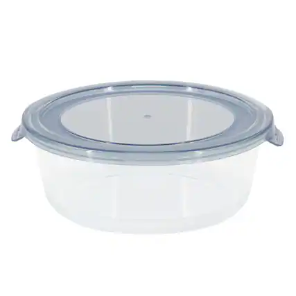 Front. Martha Stewart - Martha Stewart Everyday 32 Ounce Round Glass Storage Container in Grey - Grey.