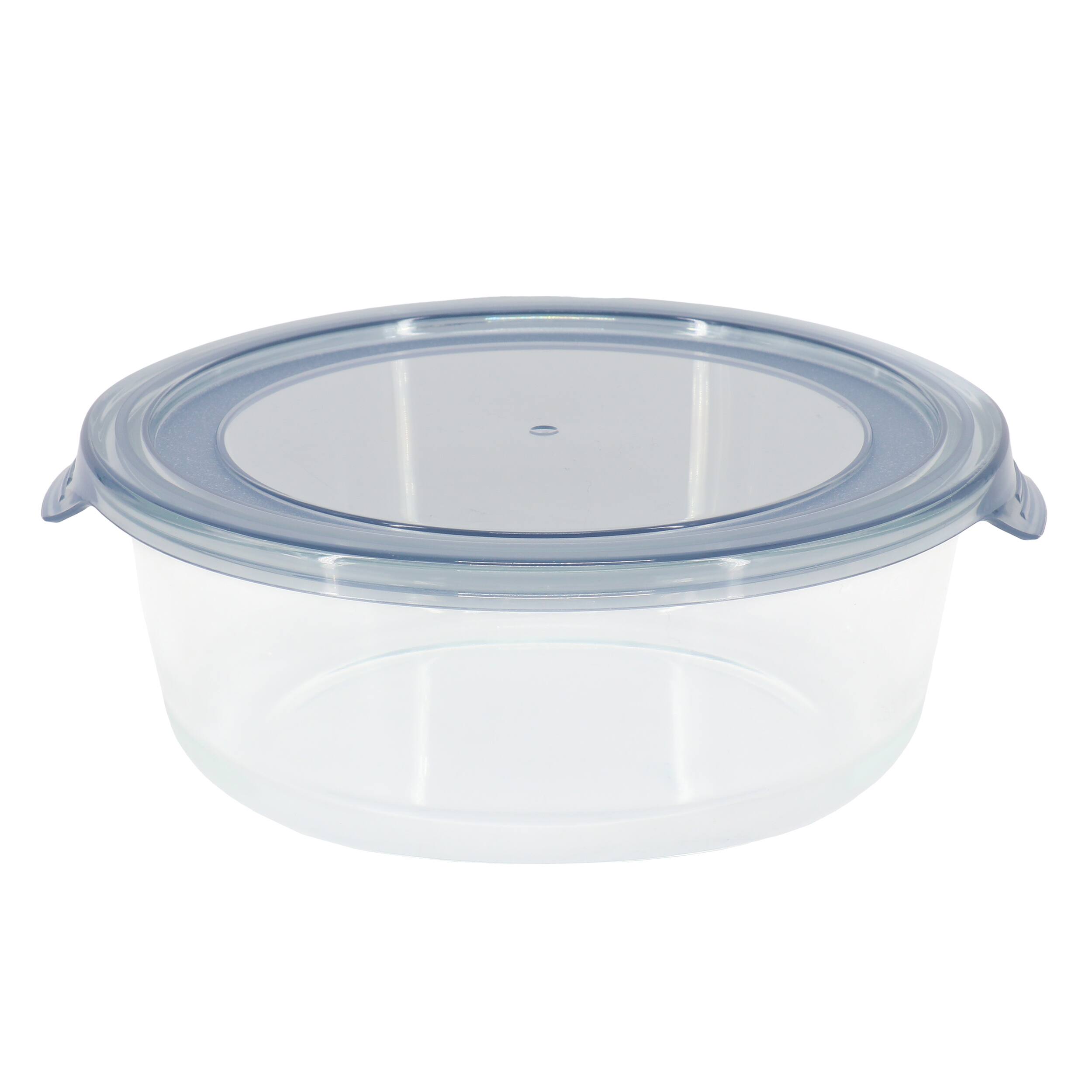 Front. Martha Stewart - Martha Stewart Everyday 32 Ounce Round Glass Storage Container in Grey - Grey.