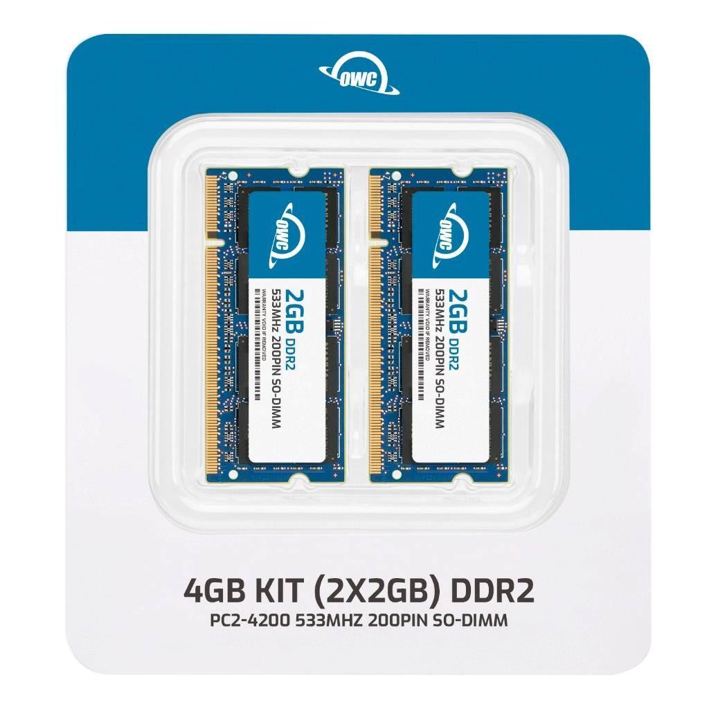 OWC 4GB KIT (2X2GB) DDR2  
PC2-4200 533MHZ 200PIN SO-DIMM  
2GB DDR2 533MHZ 200PIN SO-DIMM  
R2