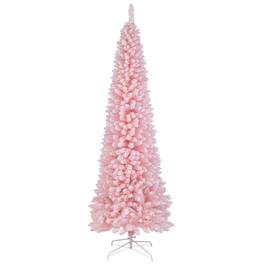 Gymax - 8 FT Artificial Christmas Tree w/ 1000 Branch Tips Folding Metal Stand - Pink