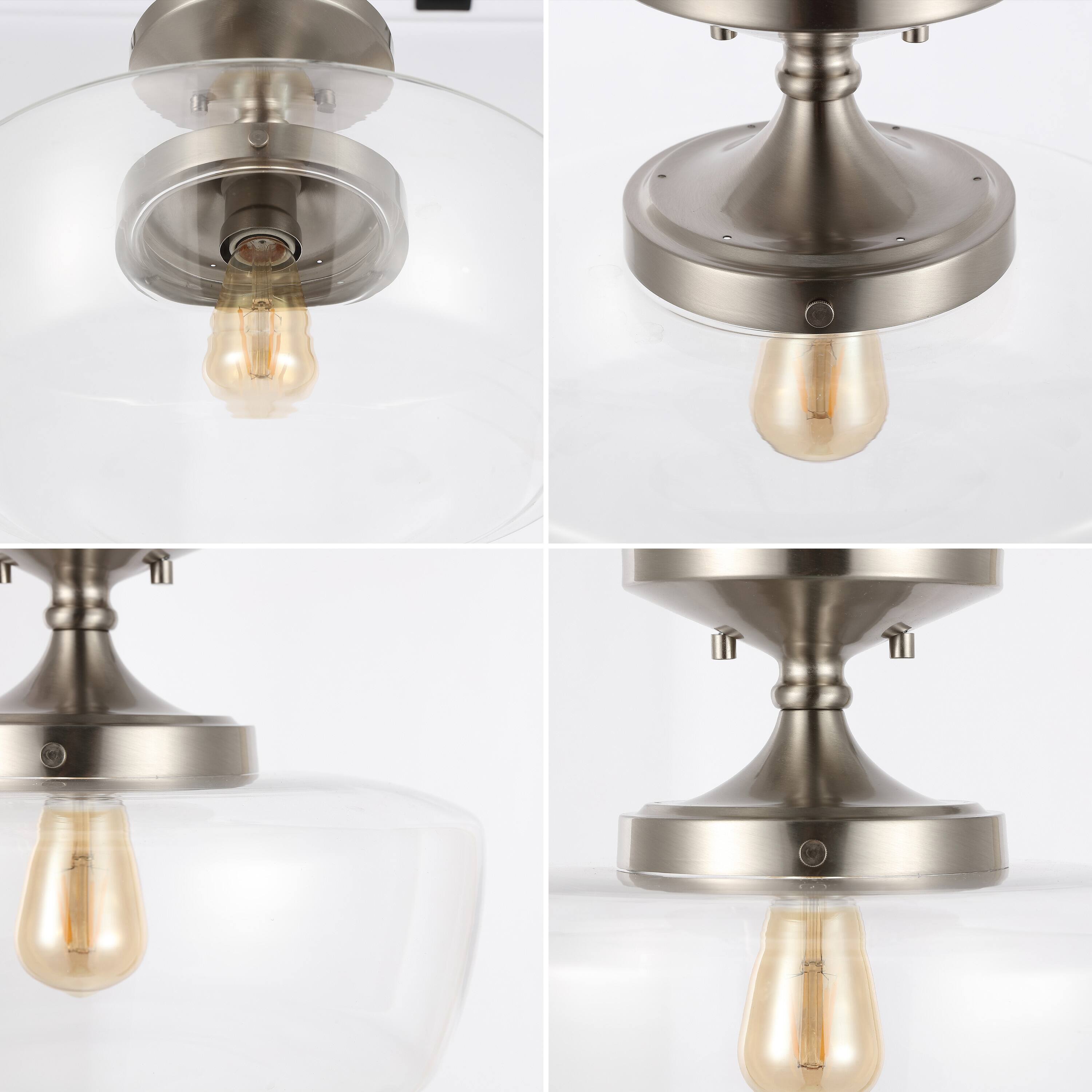 Jonathan Y Marfa 14" 1 Light Modern Farmhouse Schoolhouse Frosted Glass ...