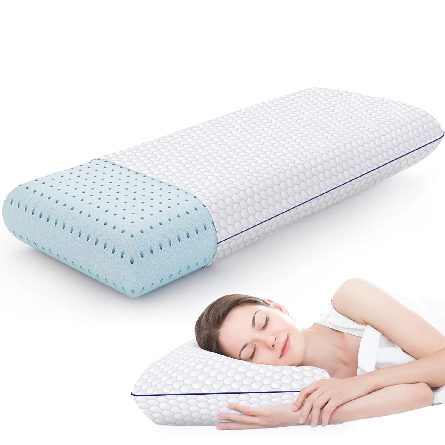 Skar Audio - Memory Foam Pillows For Side And Sleepers Bed Pillow With Washable Cover Breathable Mesh Sleeping Standard - King Size