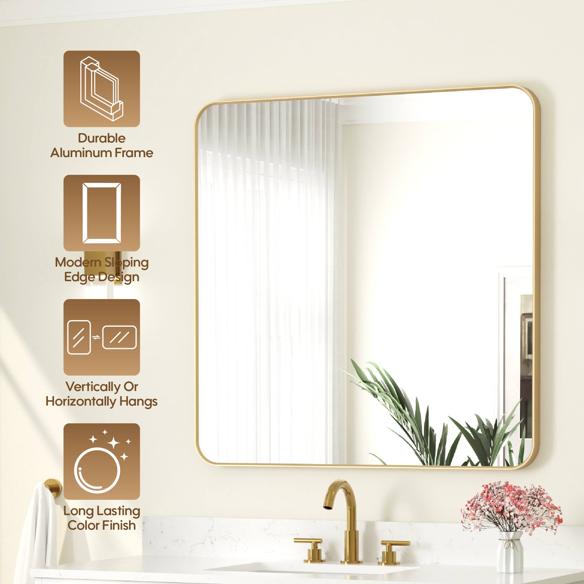 Durable Aluminum Frame  
Modern Sliding Edge Design  
Vertically Or Horizontally Hangs  
Long Lasting Color Finish