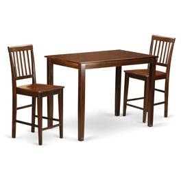 East West Furniture - 3 Pc counter height Table and chair set - high Table and 2 counter height Chairs - Mahogany