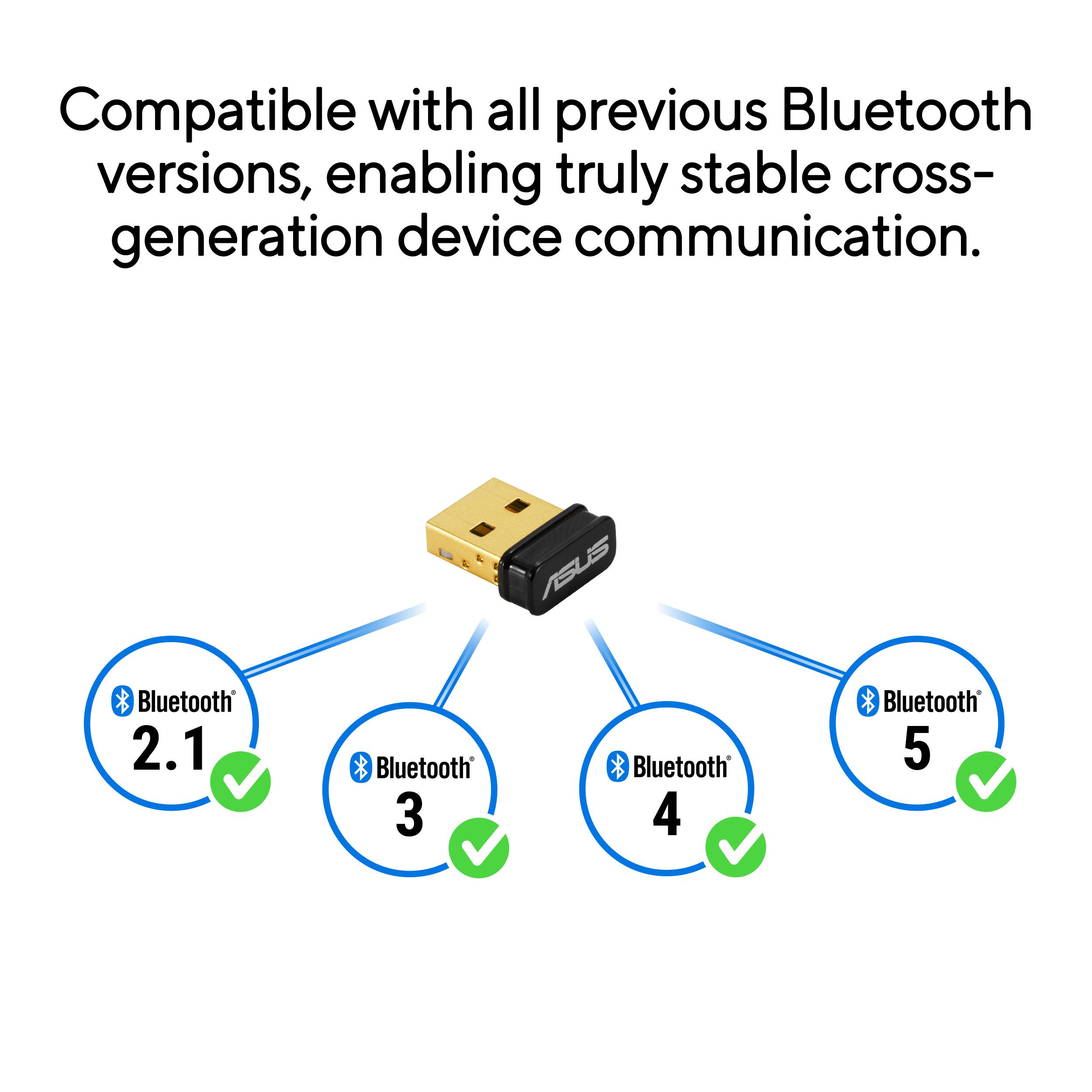 Compatible with all previous Bluetooth versions, enabling truly stable cross-generation device communication. ASUS Bluetooth 2.1, Bluetooth 3, Bluetooth 4, Bluetooth 5