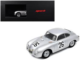 Spark - Porsche 356 #26 Max Nathan - Helmut 'Helm' Glockler Porsche KG 24 Hours of Le Mans (1956) with Acrylic Display Case 1/18 - Silver
