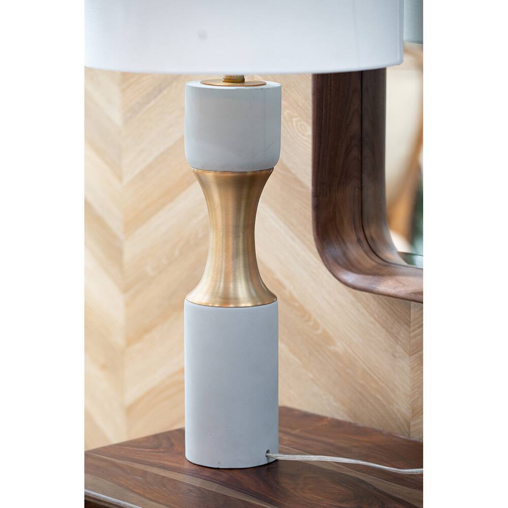 Alt View 8. Luckbyte - 15x15x30 Inch Cement Table Lamp with Metal Accents.