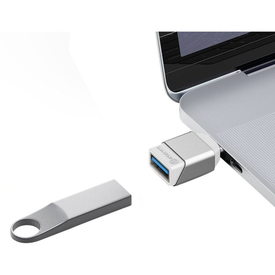 Alt View 1. Alogic - Alogic Ultra Mini USB-C to USB-A Adapter -Silver - 1 x USB Type C USB 3.1 (Gen 1) USB Male - 1 x USB Type A USB 3.1 (Gen - Silver.