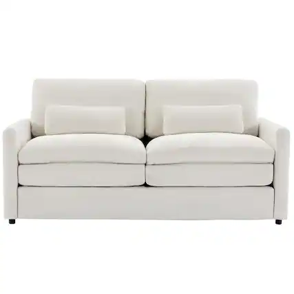 Front. Boyel Living - 68.1 inch Cozy Upholstered Loveseat Sofa with Double Plush Cushion for Living Room in Beige - Beige.