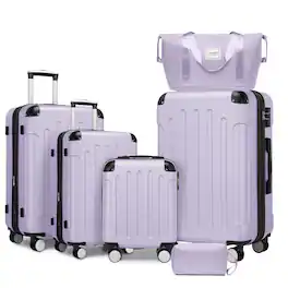 BreeBe - Luggage Sets 6 Piece with Duffel Bags, Hardside Expandable Suitcases with Spinner Wheels TSA Lock - Lavender