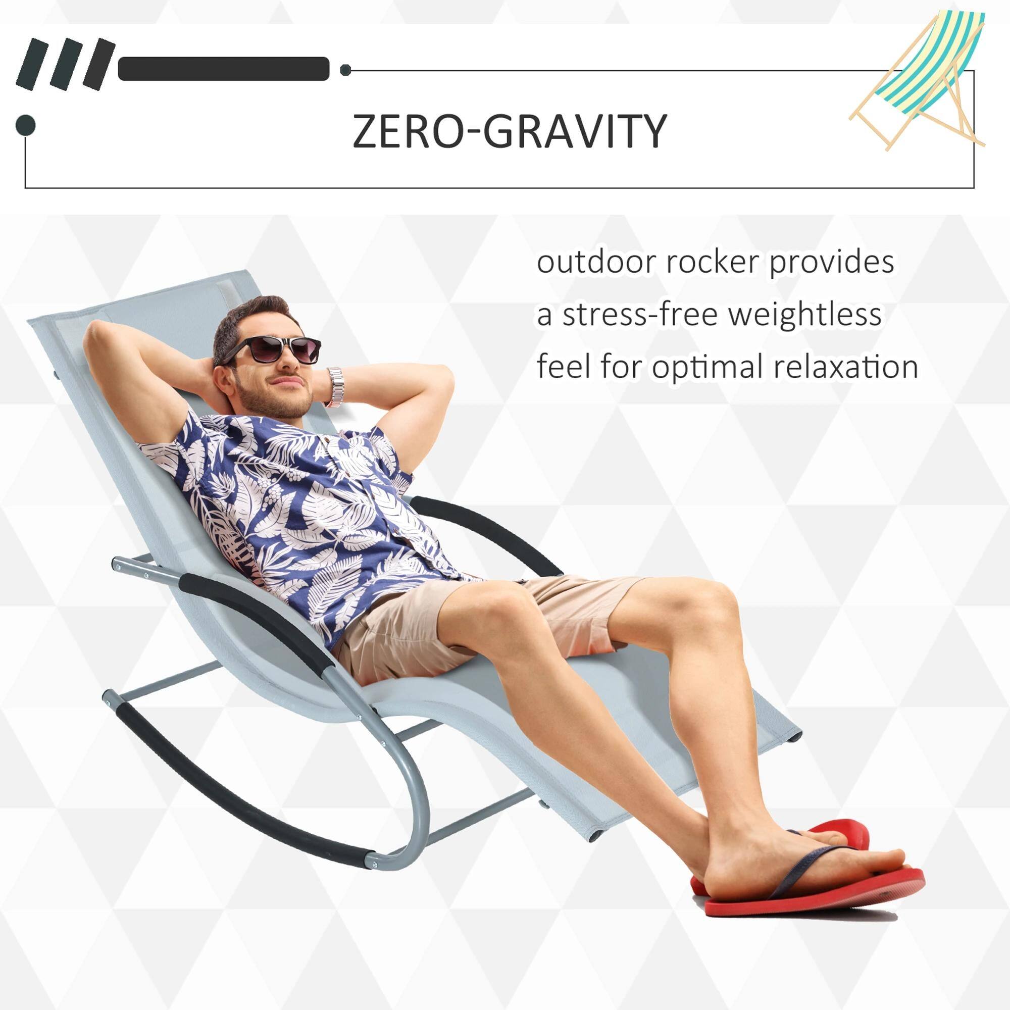 ZERO-GRAVITY

outdoor rocker provides a stress-free weightless feel for optimal relaxation