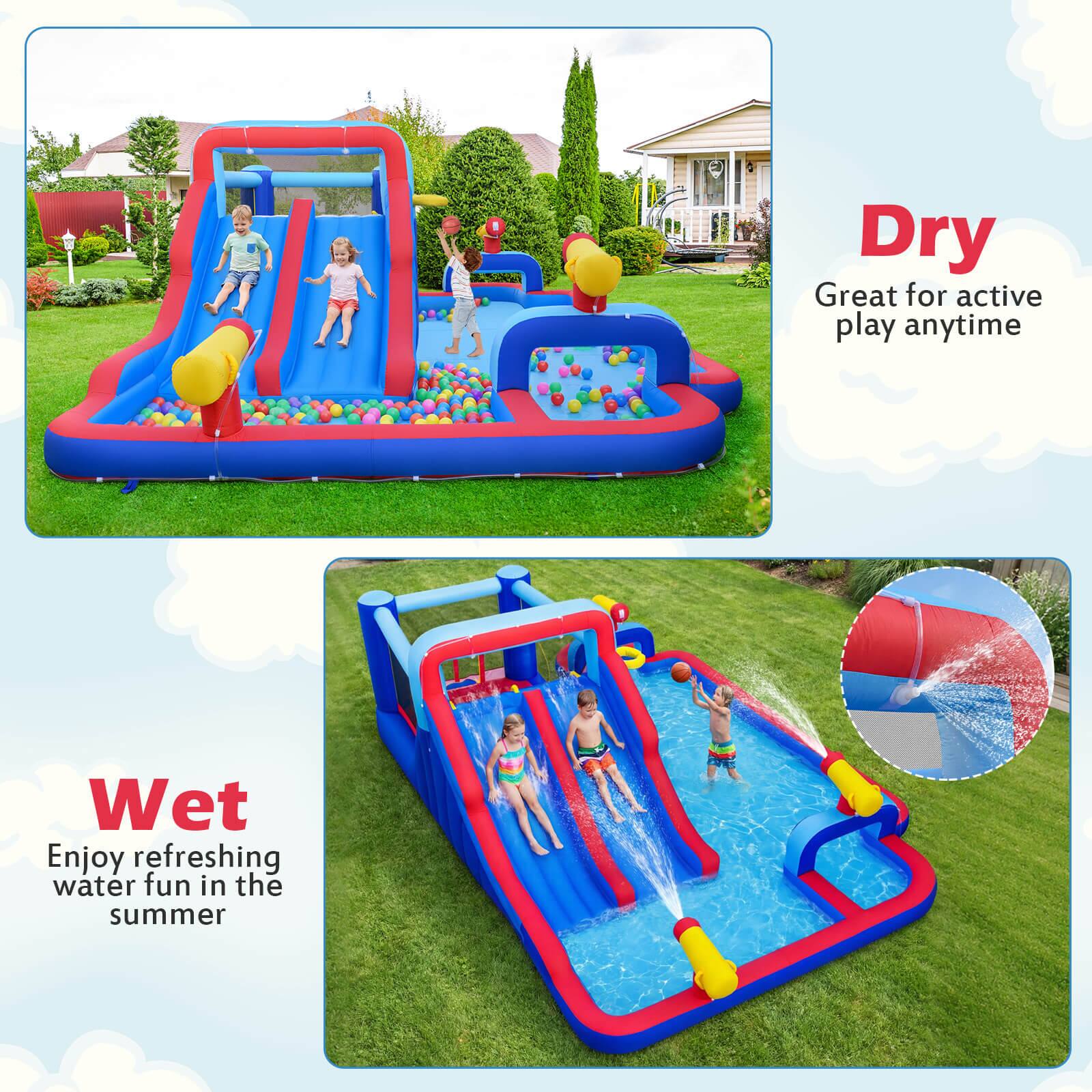 Dry  
Great for active play anytime  

Wet  
Enjoy refreshing water fun in the summer