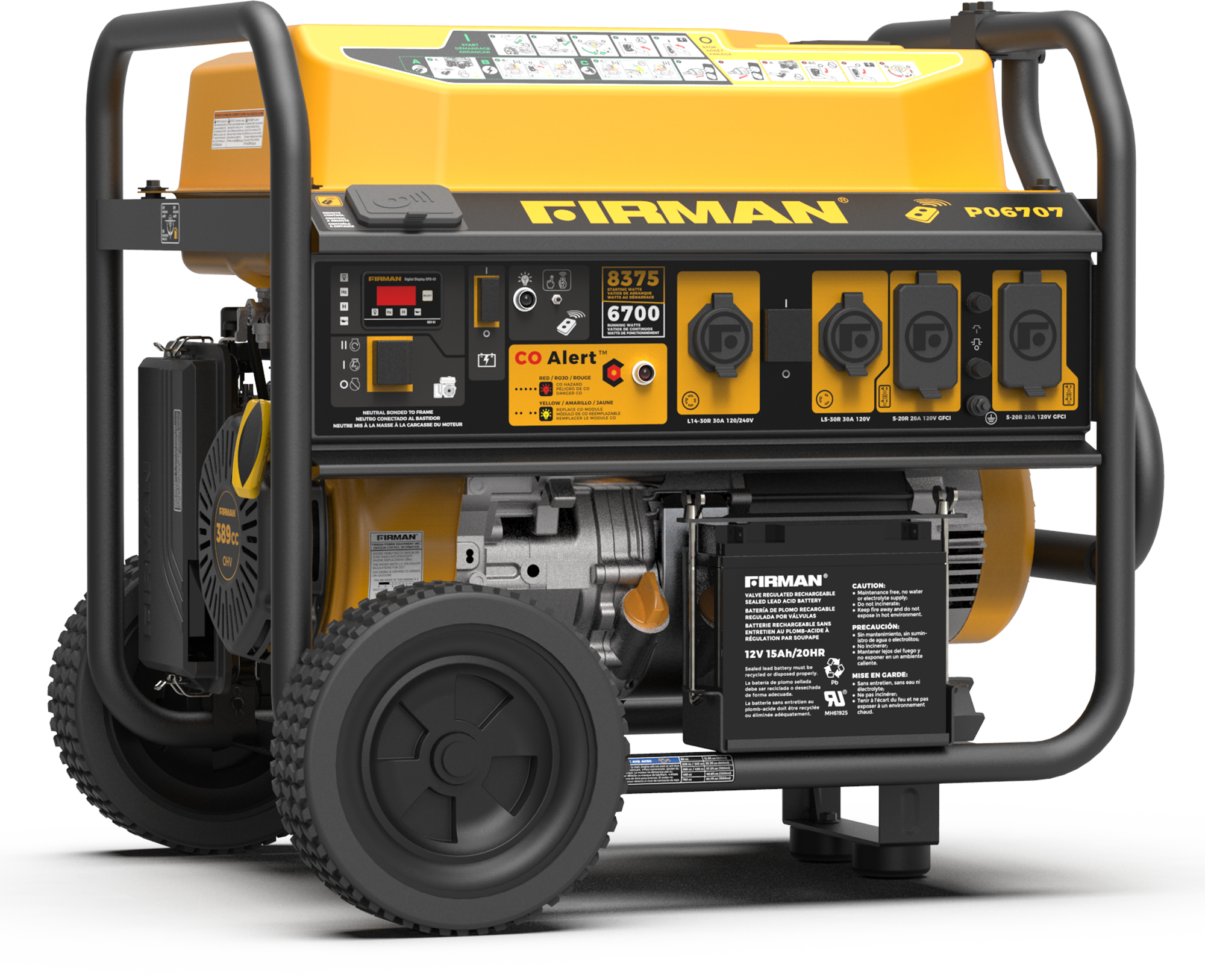 Firman - P06707 Remote & Electric Start 120/240V RV Ready 8375-Watt Gasoline Portable Generator - Black/Gold price history on PriceWatchPro