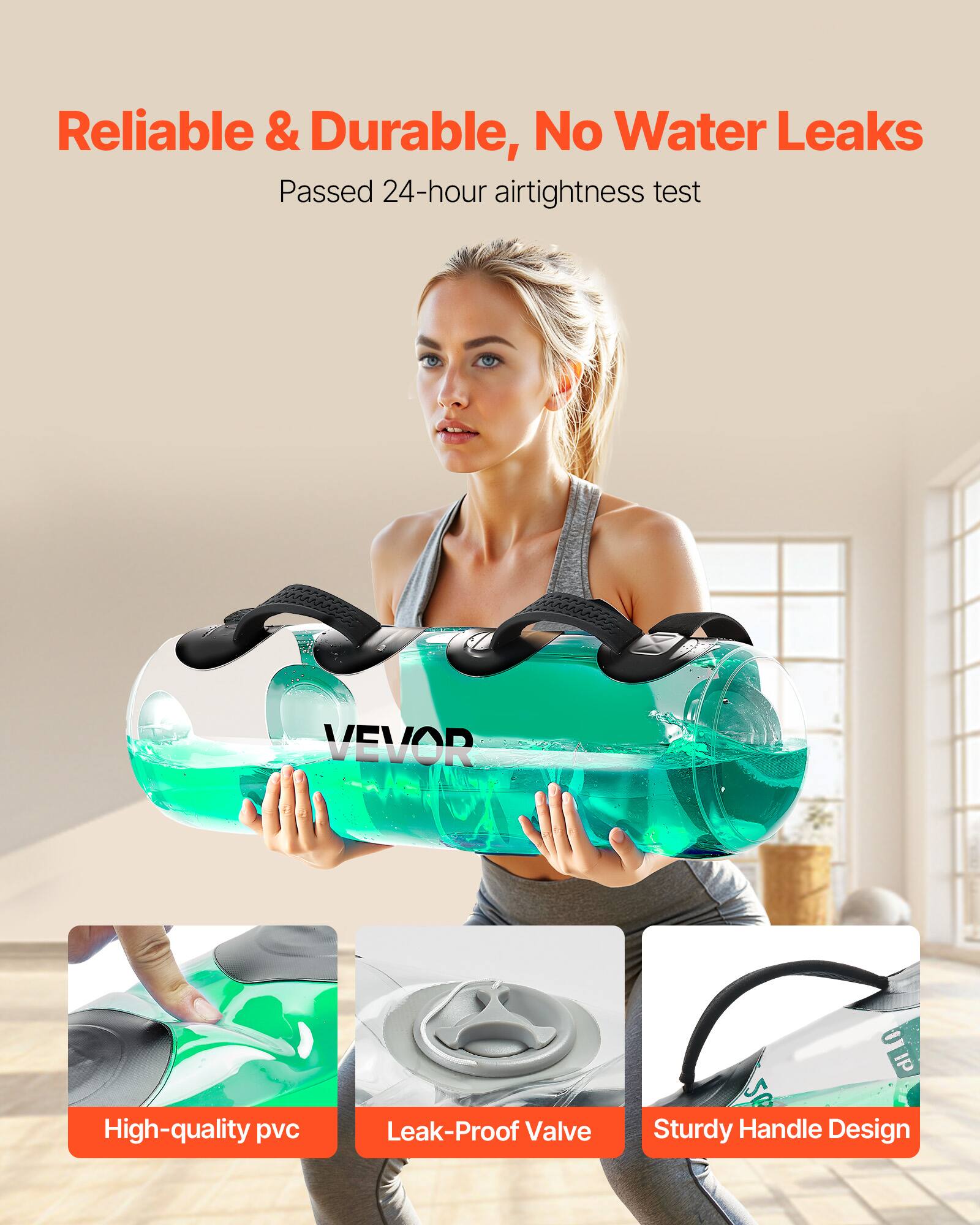 Reliable & Durable, No Water Leaks
Passed 24-hour airtightness test
VEVOR
High-quality pvc
Leak-Proof Valve
Sturdy Handle Design