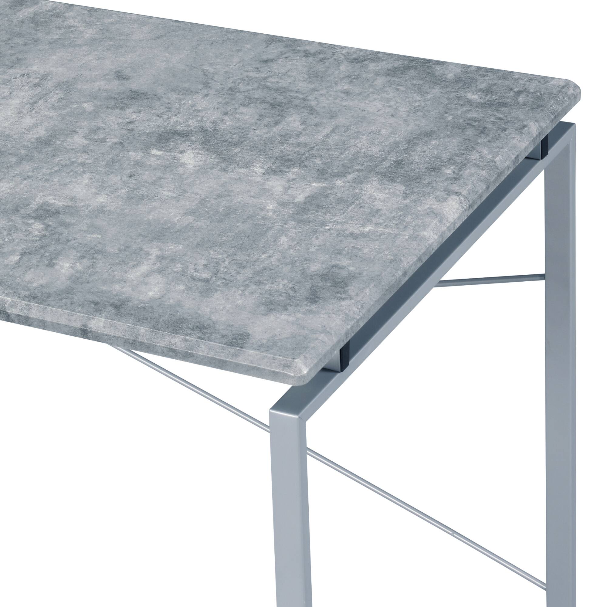 GOODSILO - Industrial Style Writing Desk with Faux Concrete Top and Silver Metal Base for Modern Home Office Decor - Gray+Silver - Thumbnail 3
