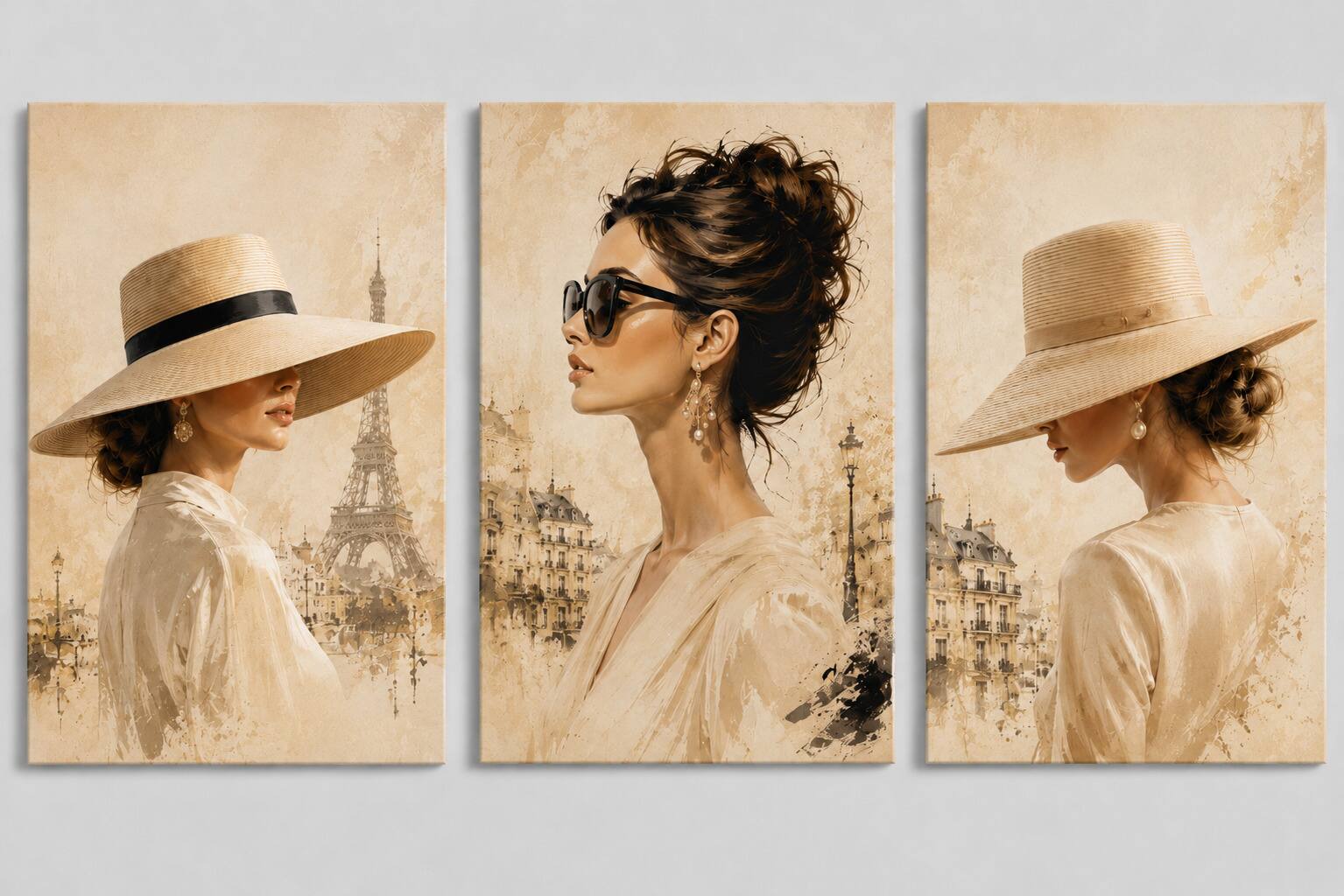 FC Design - ICE ARMOR Large set of 3 24x36"- Paris Fashion French Art Painting Home Wall Décor - MultiColor