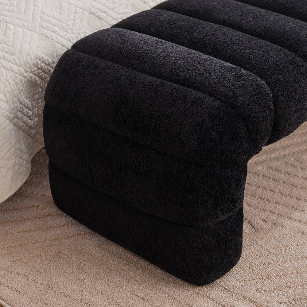 Alt View 1. Ropilly - Ropilly Black Bed Bench Modern Upholstered Daybed Chaise 69.7 Inch Armless Entryway Seating - Black.