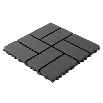 Front. Loheer - 44PCS Interlocking Deck Tiles 12x12" Waterproof All-Weather Patio Balcony Pool Deck - Grey.