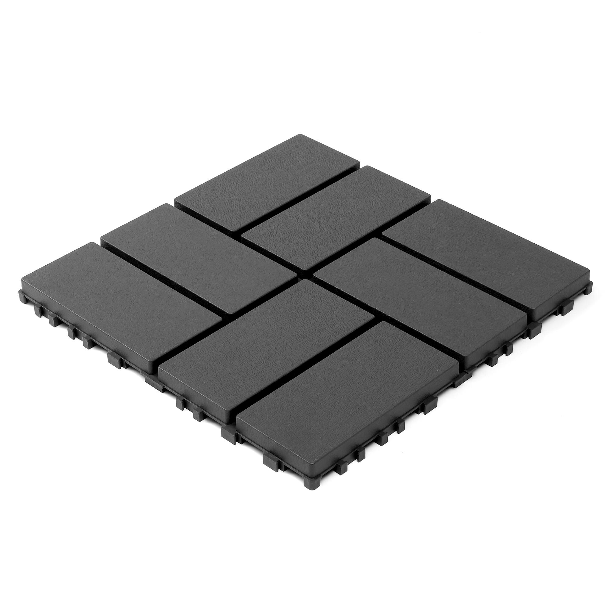 Front. Loheer - 44PCS Interlocking Deck Tiles 12x12" Waterproof All-Weather Patio Balcony Pool Deck - Grey.